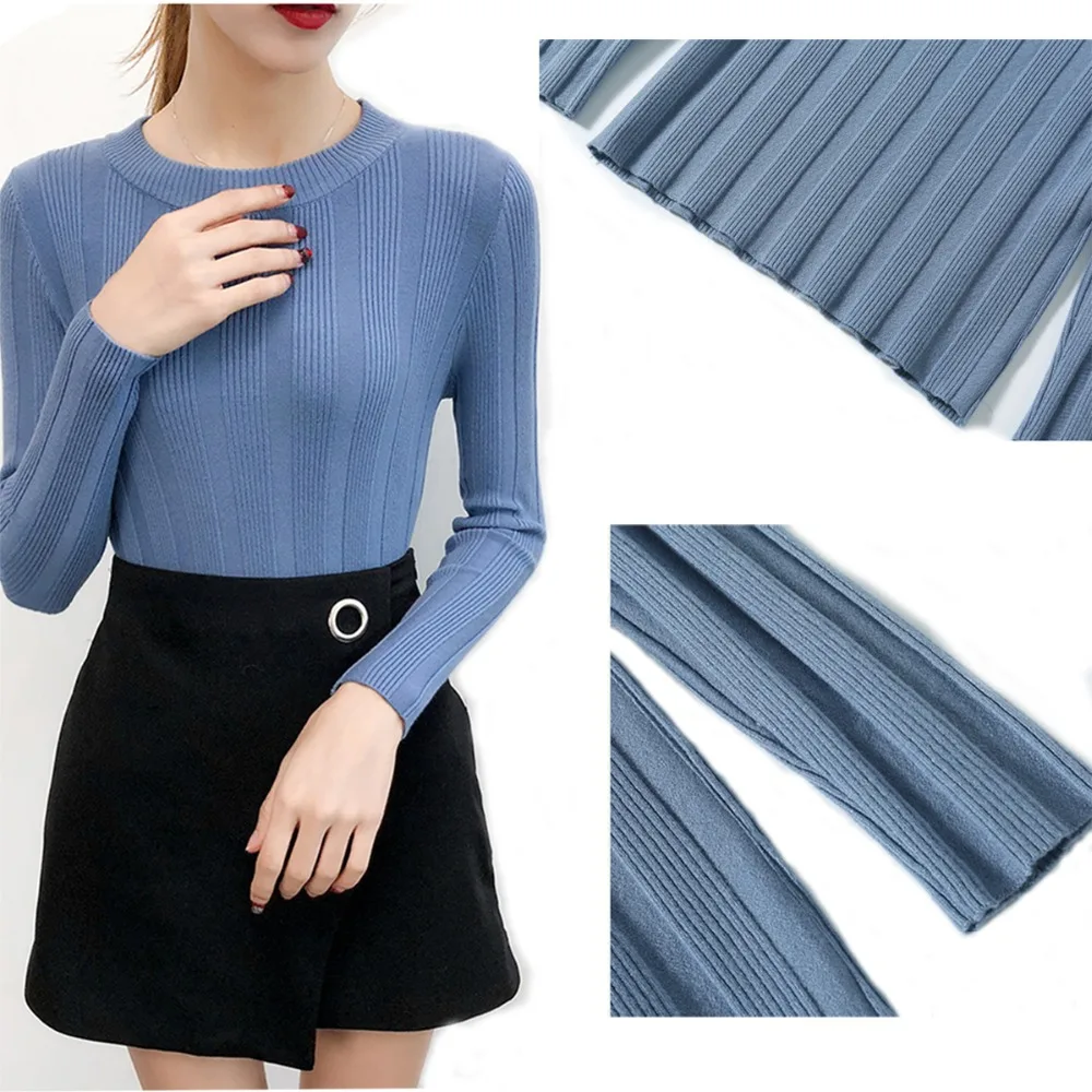 High Elastic Solid O Neck Sweater Women Slim Fashion Knitted Pullovers Female Solid Color Bottoming 2018 Fall Winter Sexy Hight