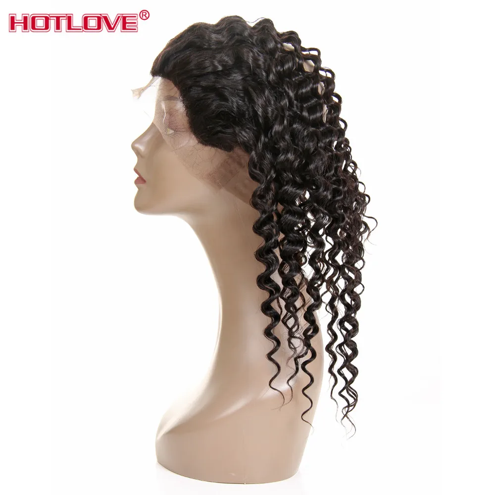 Peruvian Deep Wave 360 Lace Frontal Closure With Baby Hair Pre Plucked 130% Density Natural Hairline Remy Human Hair HOTLOVE