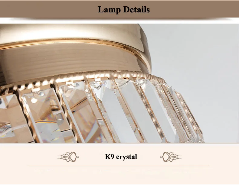 Современная невидимая акриловая Светодиодная потолочная люстра с вентилятором, Блестящие кристаллы для столовой, светодиодные потолочные вентиляторы, лампа золотистого металла, светодиодный осветительный прибор
