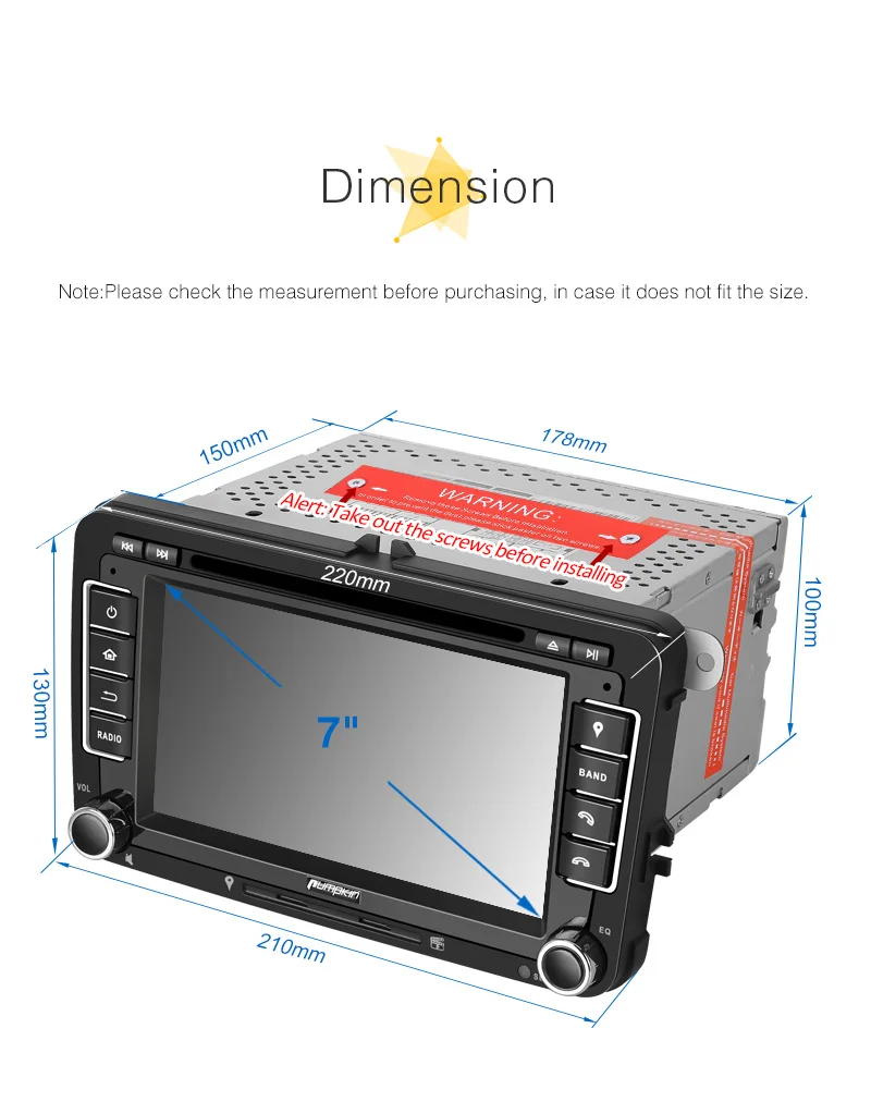 Тыква 2 Din 7 &quotAndroid 8 0 автомобильный dvd плеер GPS стерео для VW/Skoda/Passat FM Rds радио
