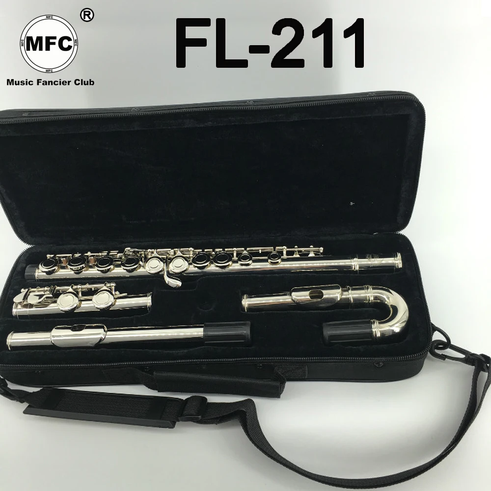 

Music Fancier Club Intermediate Standards Flute FL-211 Curved Headjoint Student Flutes Silver Plated 16 Holes Closed Hole Case