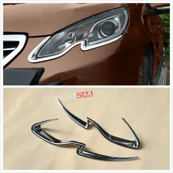 

Car Head Light Eyebrow Eyelids ABS Chrome Decoration Trim Cover sticker Accessories For Peugeot 2008 2014 2015 2016