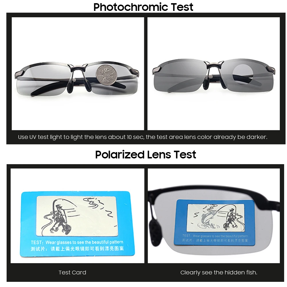 PHOTOCHROMIC SUNGLASSES WITH POLARIZED LENS - DRIVER AND FISHING GLASSES