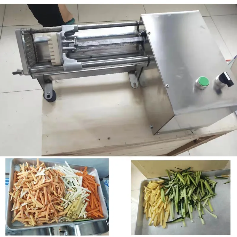Electric French fries cutting strip machine work continuously Food Strip cutter carrot cucumber radish stripping cutting machine