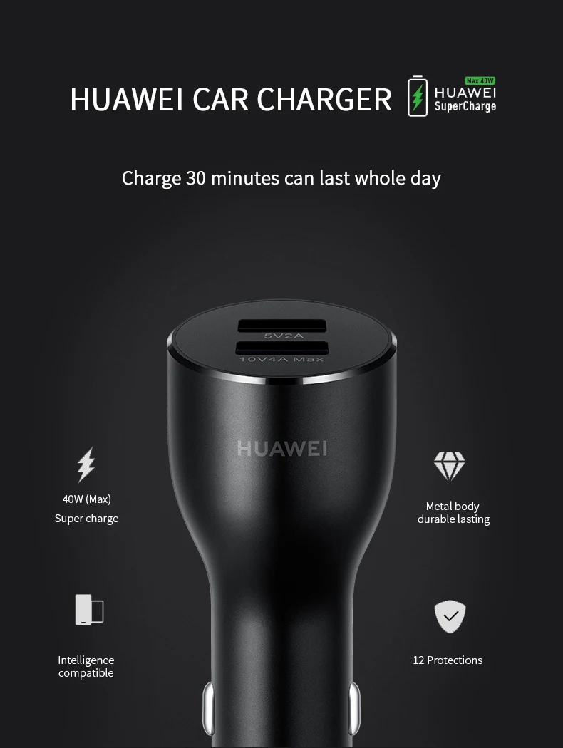 huawei Автомобильное устройство для быстрой зарядки интеллигентая(ый) Быстрые зарядные устройства 27,5 W 4,5 V 9V 5A Тип-C кабель для samsung Iphone супер Зарядное устройство AP38