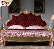 Hot 2016 popular elegant europ ebeds indonesia furniture wholesale painted queen bed Rococo Style Furniture