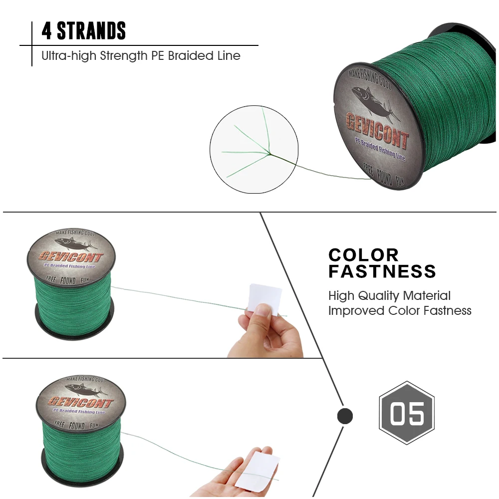 Рыболовная леска 100 м, ПЭ плетеная проволока для ловли карпа, многофиламентная 4 нити, 10-100 фунтов, леска для соленой воды, Vissen, 10 цветов, Gevicont