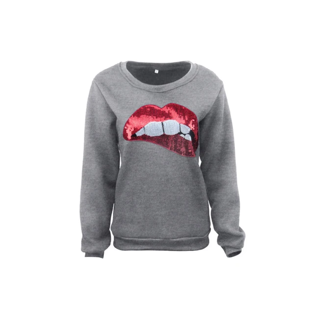 sequin lip sweatshirt