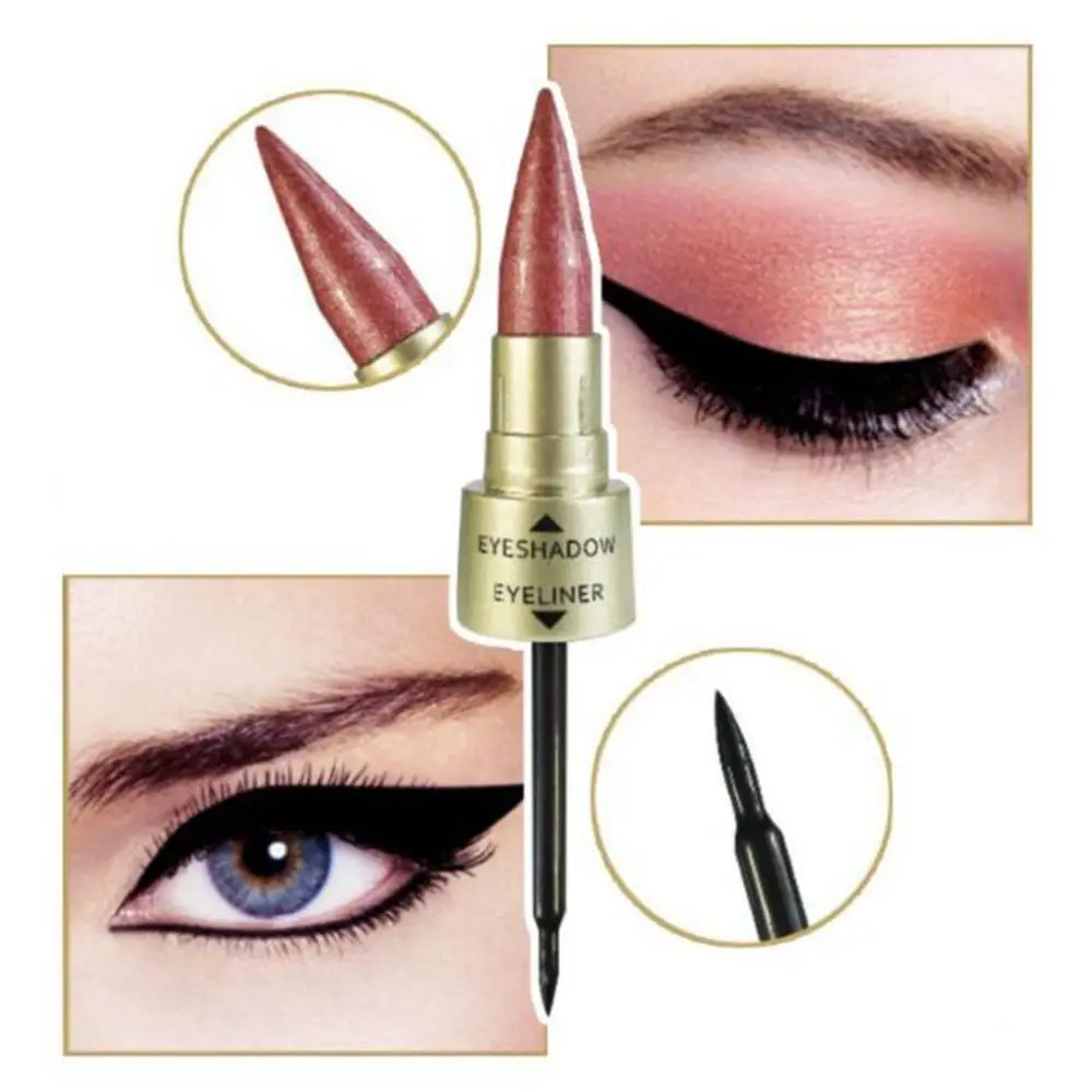 

New 2 in 1 Eyeshadow Eyeliner Pen Black Liquid Eye Liner Pencil Glitter Eye Shadow Double-end Cosmetics Makeup Tool for Eyes