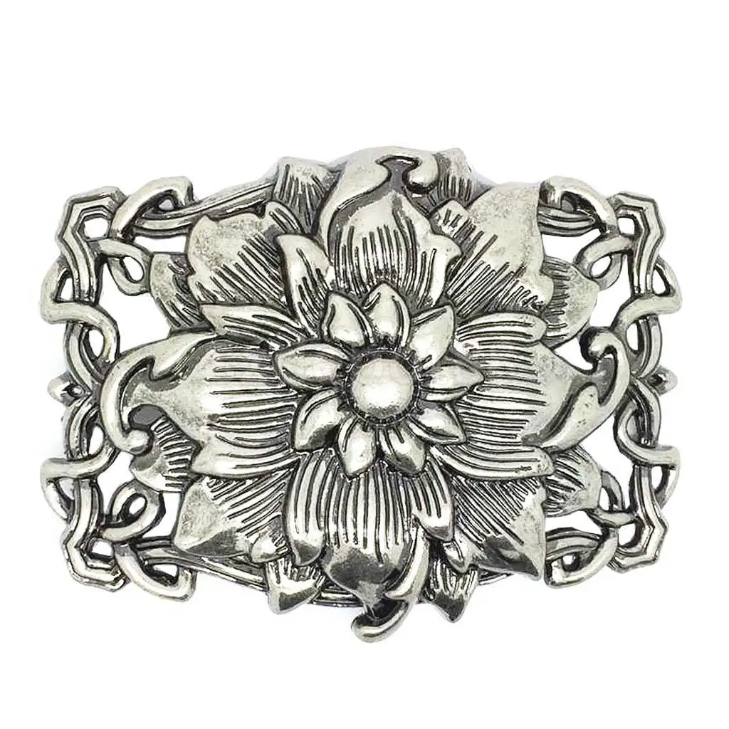 Novelty Metal 3D Lotus Flower Belt Buckle Buddha Rodeo Classic Western Cowboy