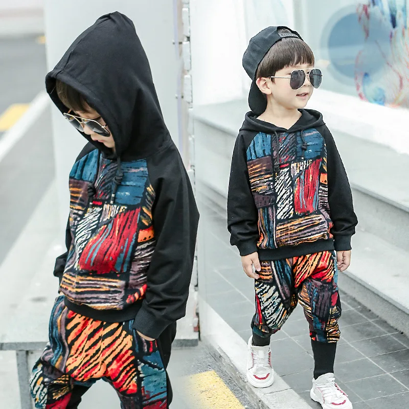 

Kids Clothes 2019 Spring autumn new Long sleeve printing Children's suit Hooded cotton coat+ pants Baby Boy Clothes 2-8 years
