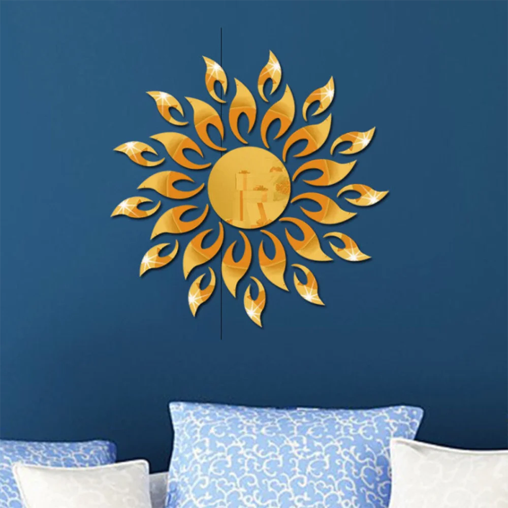 

3D Mirror Sticker Art Removable Sun Acrylic Mural Decal DIY Wall Stickers for Kid's Girls Bedroom Living Room Accessories