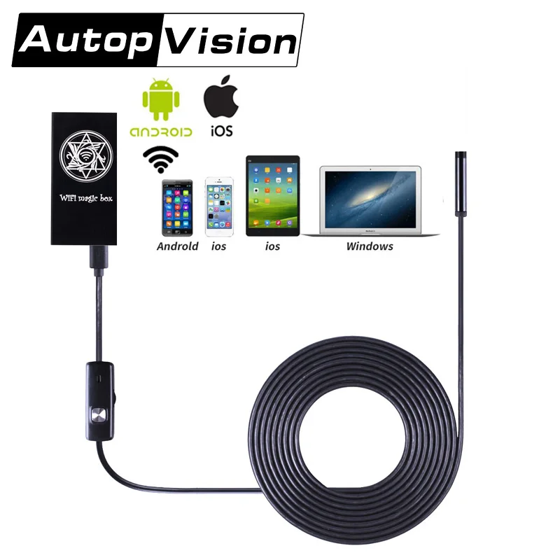 F100 5.5mm Lens Wifi Android Iphone Endoscope Camera 2M  5M Waterproof Snake Tube Pipe Borescope 2.0M Iphone Camera 