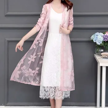 

Summer Women Floral LACE UP Kimono Cardigan Sun Protection Clothing Beach Long Blouses Casual Ladies Beach Cover Up Thin Coats