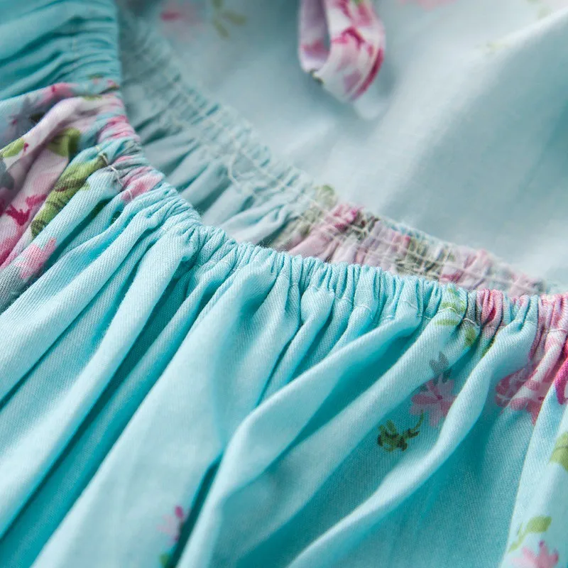 12m-12y Blue Beautiful Flower Summer Sleeveless Girls Dresses Printed Princess Dress for Girls Costumes for Children Clothing (6)