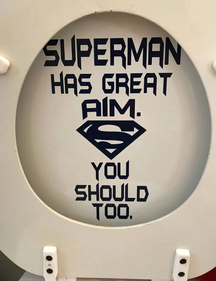 Superman Has Great Aim You Should Too Quotes Toilet Decals Vinyl Art Home Decor Bathroom Sticker WC Waterproof Murals 3508