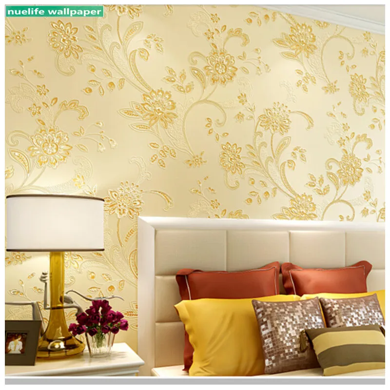 

European pastoral half summer flower pattern non-woven wallpaper wedding room living room bedroom room background wall paper
