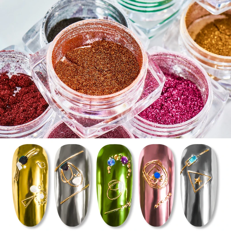 

Mtssii Metallic Color Nail Mirror Glitter Powder Nail Art UV Gel Polishing Chrome Flakes Pigment Dust Decorations Manicure