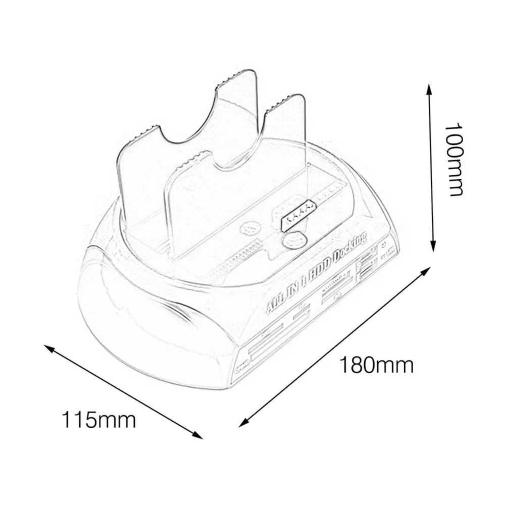 Все в 1 HDD док-станция 2," /3,5" USB 2,0 кард-ридер IDE SATA док-станция Высокоскоростная передача одним касанием Функция резервного копирования OTB