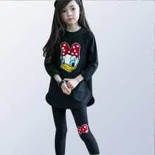 O desgaste do outono das crianças meninas roupas ternos esportes dos miúdos desenhos animados set meninas puro algodão tops + pants 2 pcs para 3 5 7 8 10 anos de idade