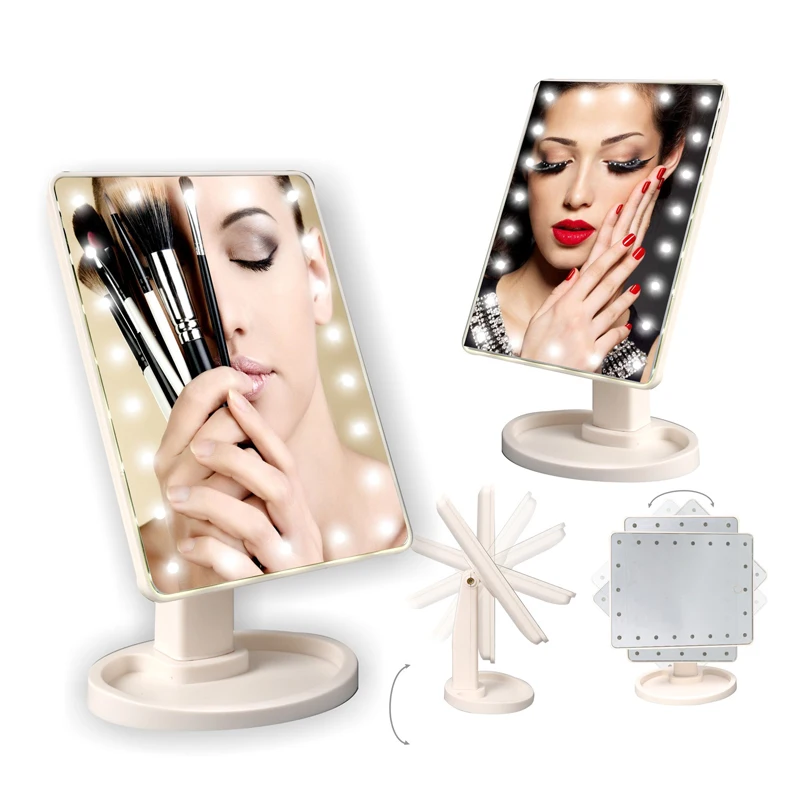 

LED Touch Screen 22 Light Makeup Mirror Table Desktop Makeup Magnifying Mirrors Adjustable 360 Degree Rotating Makeup Mirrors