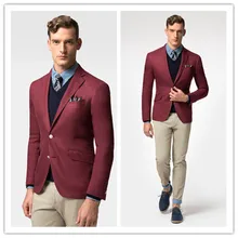 Новая мода повседневные мужские s slim fit Блейзер костюм пиджак бордовый льняные блейзеры для мужчин