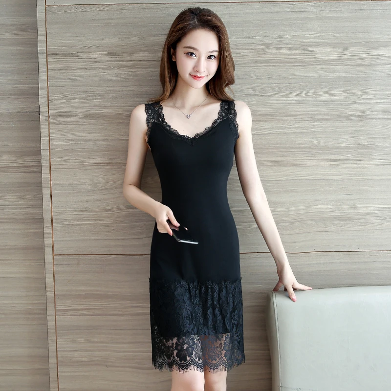 2019 new elegant nightgowns women sexy silk full slips dress long underdress solid underdress for girl