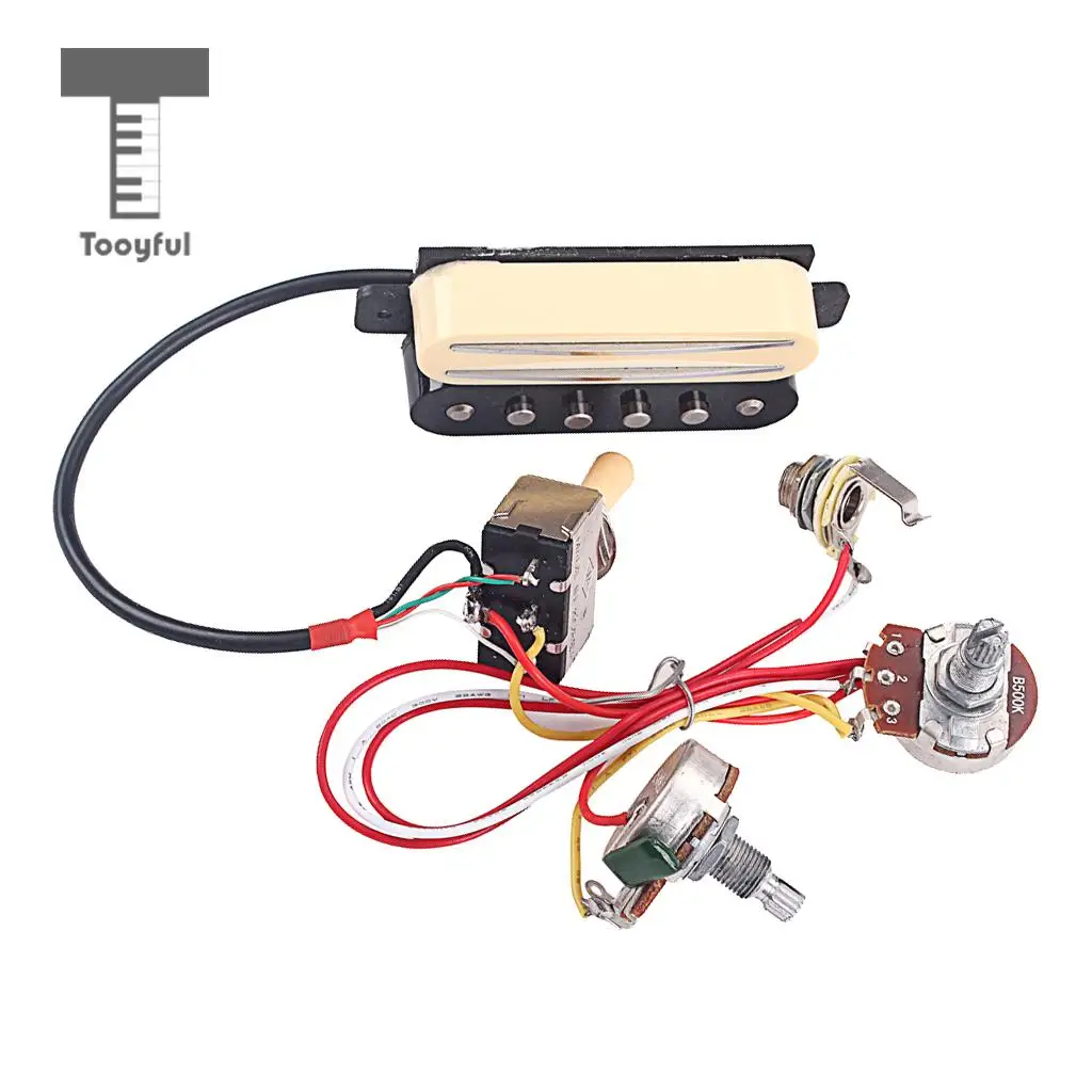 Tooyful 1 Set Copper Dual Rail Single Coil Pickup Humbucker for Electric/Cigar Box Guitar Parts DIY