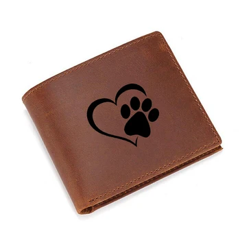 

Engraved Love The Dog Paw Print Short Wallets Men RFID Card Wallet ID Holders Zip Pocket Case engrave Name Men Small Purse