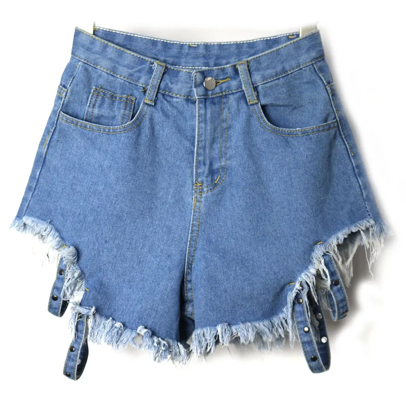 Fashion Sexy Denim Shorts Women Jeans Feminino Mujer Punk Rock Rivet Casual Hot Vintage Short Trousers Women