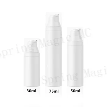 

30ML/50ML/75ML White Vacuum Plastic Bottles With Lotion Pump Clear Lid For Essence/Foundation/Sunscreen Skin Care Container