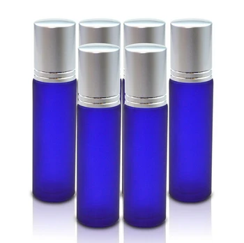 

Blue 10ml Frosted Glass Roll On W/ Stainless Steel Roller Ball Essential Oils Perfume Bottles 200pcs/lot BY DHL Free Shipping