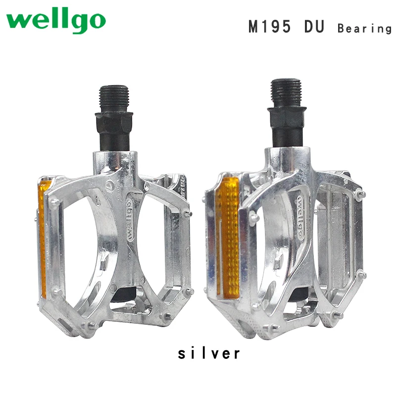 WELLGO-Aluminum Alloy Ultralight Bike Pedals, Mountain Bicycle Parts with Reflector, 2DU Bearing, M195
