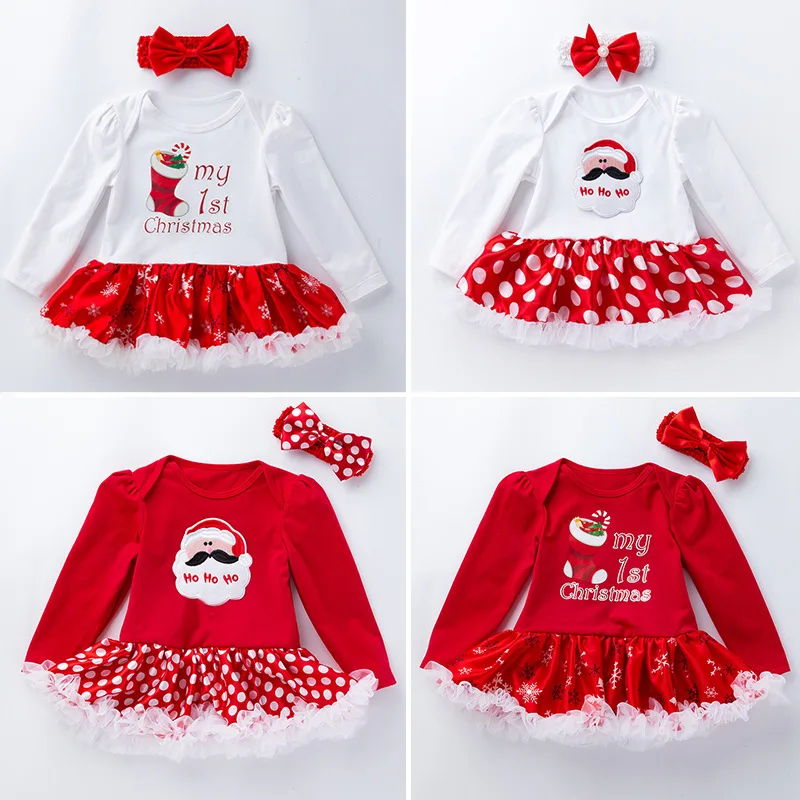 

Newborn Baby Girl Clothes My First Christmas Cotton Long Sleeve Infant Bebe Tutu Dress Romper Outfit Baby gifts Birthday Costume