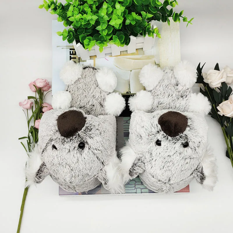 Specia offer custom warm winter lovers home slippers thick hard bottom shoes floor fur slippers timber land shoes snow koala