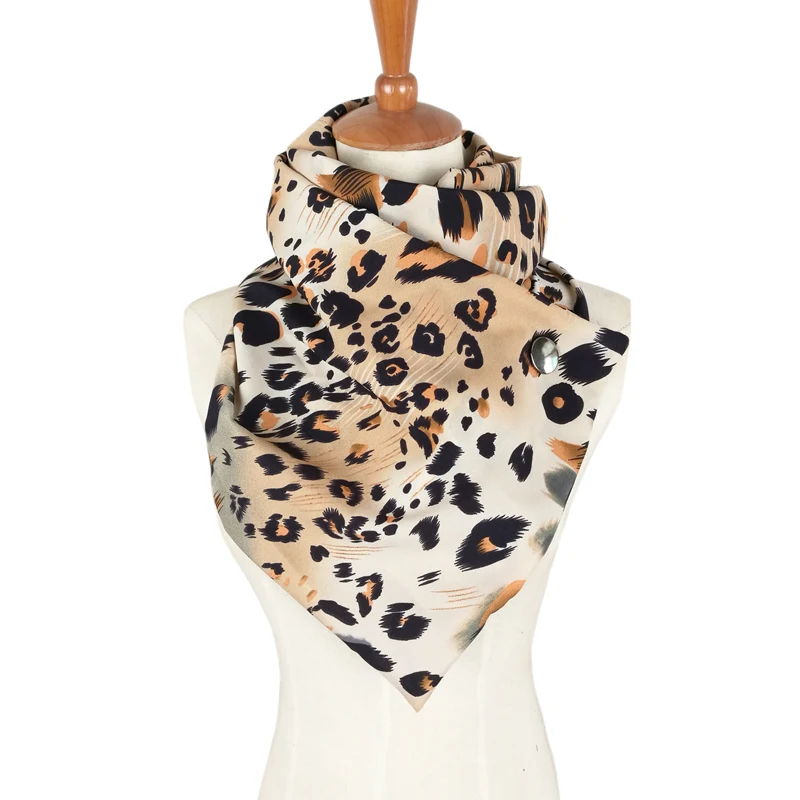 Leo anvi роскошный бренд Desginer шарф шаль Леопард Зебра печати Мягкие шелковые шарфы платки Femme Бандана с кнопкой