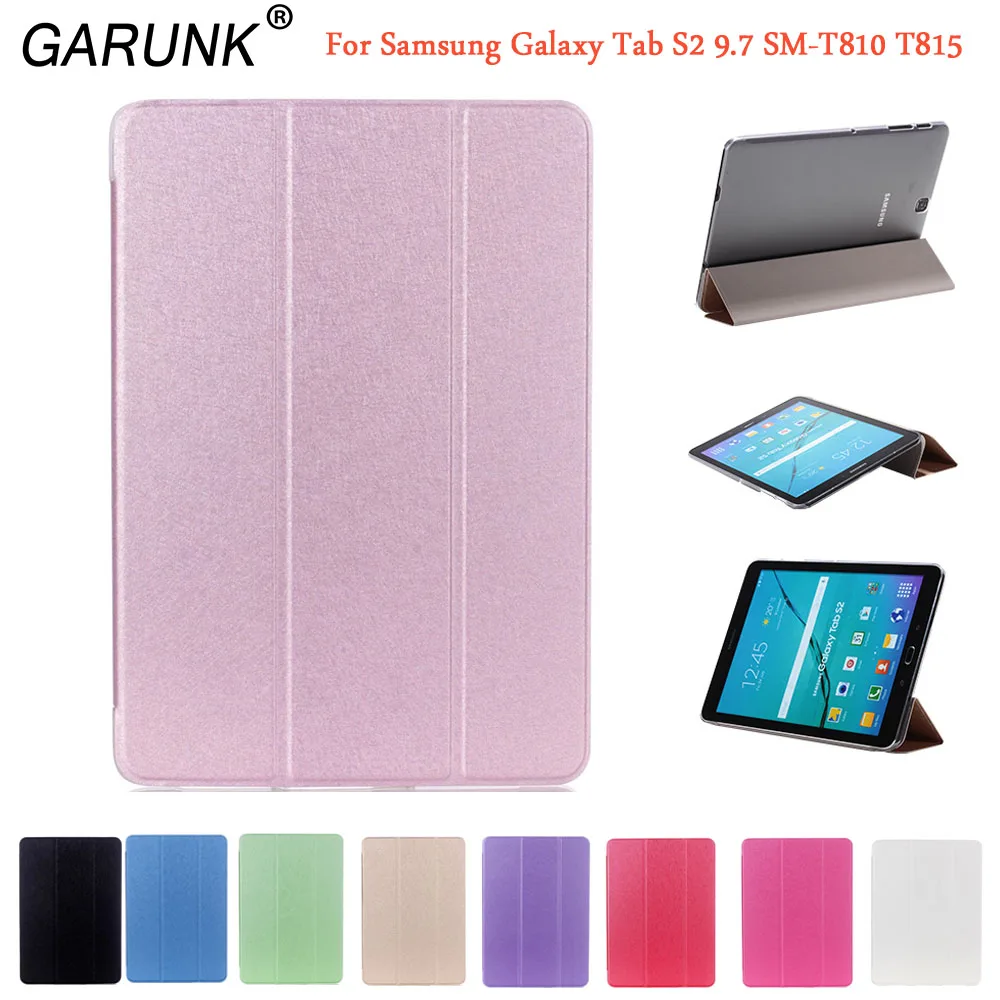 Tablet Case for Samsung Galaxy Tab S2 9.7 inch SM-T810 T815 T815C Stand Fold Leather PU Transparent Clear Protective Back Cover