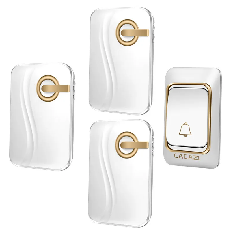 

CACAZI Wireless Doorbell 36 Chimes Waterproof with 1 transmitters and 3 receivers DC Door Bell 200m Range for home