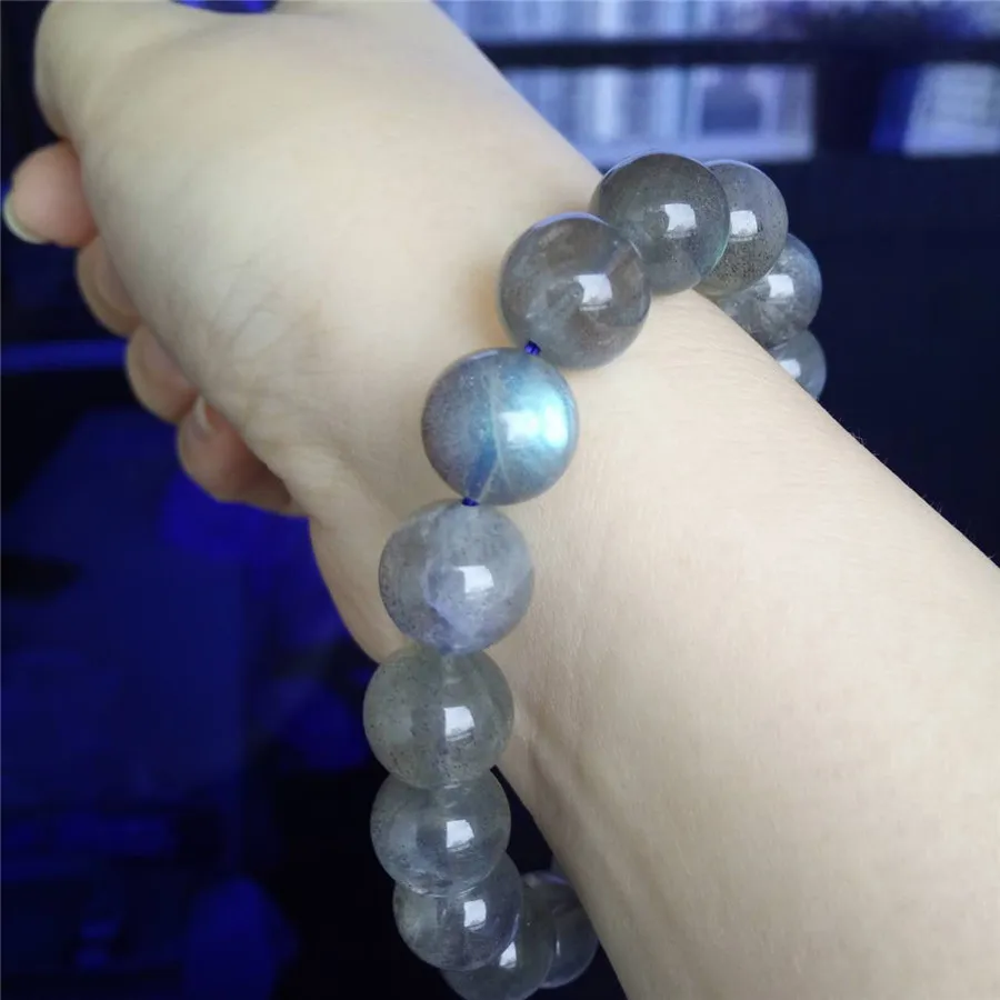 

2018 New Arrival Natural Labradorite Fashion Stretch Power Bracelets For Women Mens 11mm Big Round Crystal Bead Bracelet 11mm