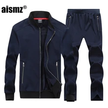 Aismz Autumn Winter Men Sporting Suit Hoodies Jacket+Pant Sweatsuit Two Piece Set Tracksuit Sportswear Thick For Men Clothing