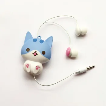 

Kawaii Cat Dog Cartoon Retractable Flexible Earphone for MP3 MP4 Girl backpack Decor elastic auriculares koptelefoon earphones