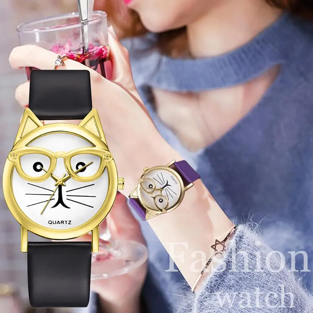 

Ladies Watch Cute Cat Quartz Wristwatches relogio feminino Top Brand Luxury Quartz Classic Casual Analog Watches Women New XC