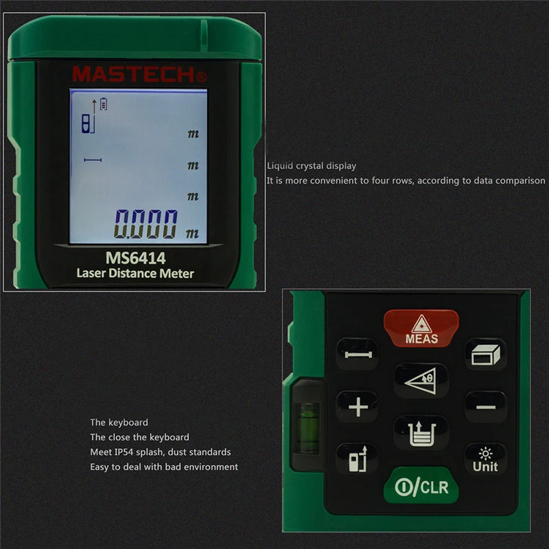 MASTECH MS6414 40 м лазерный дальномер точность/1,5 мм электронная линейка Лазерная линия дальномер измерительный прибор подсветка