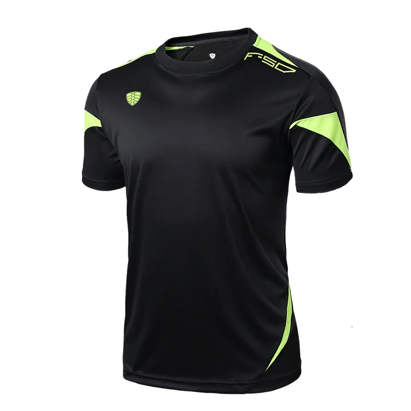 Running Shirt Men Tops Tees Sport O-neck T-shirt Splicing Short Sleeve Gym Training workout Shirts Breathable Sportswear Jerseys