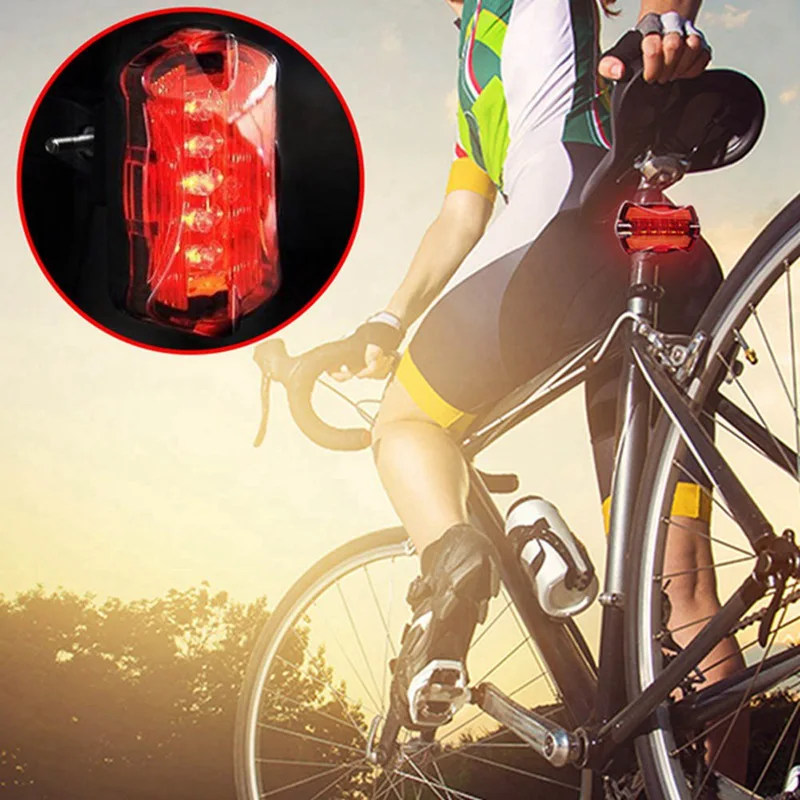 

Bike Cycling Lights Waterproof 5 LED 2 Lasers 3 Modes Bike Taillight Safety Warning Light Bicycle Rear Bycicle Light Tail Lamp