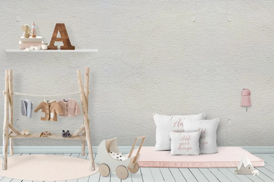 

Laeacco Baby Room Shelf Pillow Carpet Coat Carriage Photography Background Customized Photographic Backdrops For Photo Studio