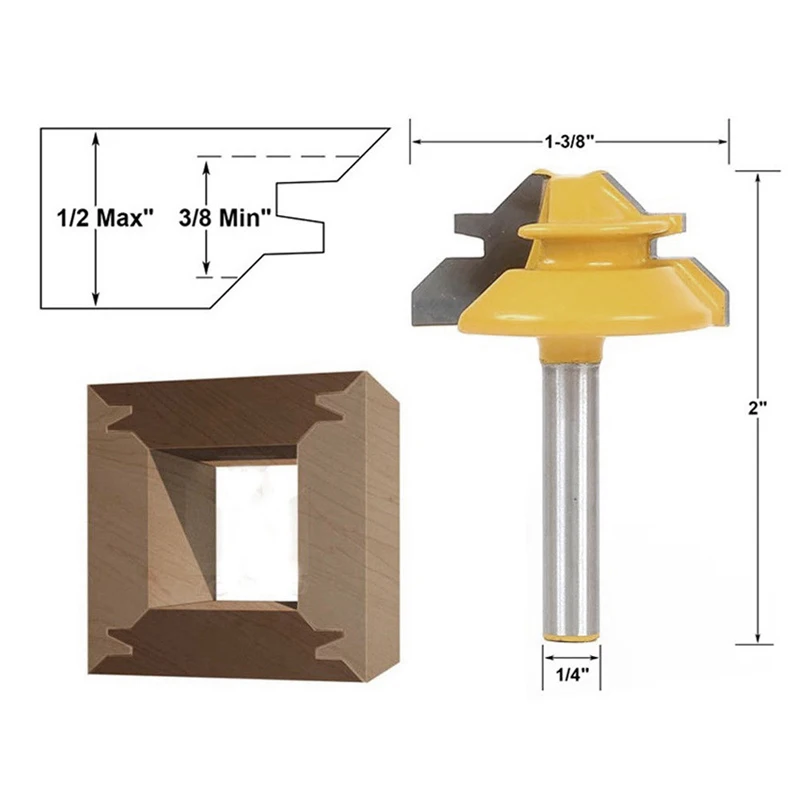 1 шт. небольшой замок, фрезы 45 градусов 1/2 "наличии 1/4" хвостовик Новый Dls HOmeful