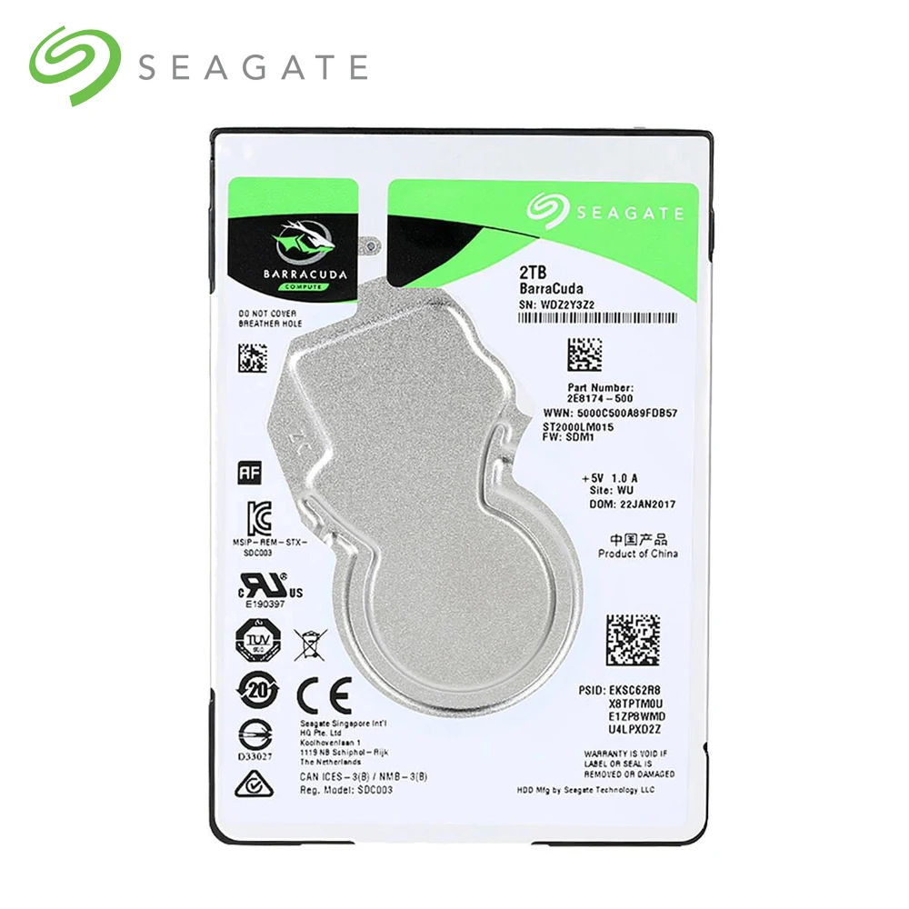 Seagate ST2000LM015 2 ТБ ноутбук внутренний жесткий диск 2,5 дюймов 7 мм 5400 об/мин SATA 6 ГБ/сек. интерфейс 128 Мб кэш-память-серебро