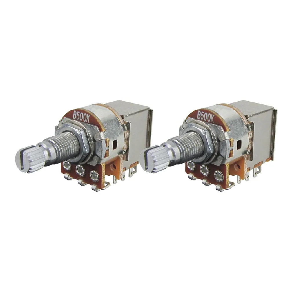 

NEW 2pcs Long Split Shaft Volume Tone Control Push Pull Switch Guitar Pots Potentiometer B500K Linear Taper
