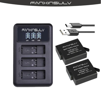 

2 Pcs AHDBT 501 Hero5 Battery + USB LED 3-Port Charger with Type C Port for GoPro 2018 Hero 5 hero 6 gopro hero 7 black Camera